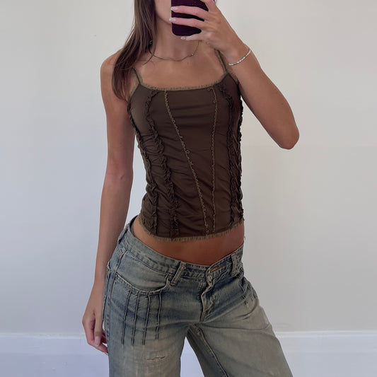 khaki frill cami