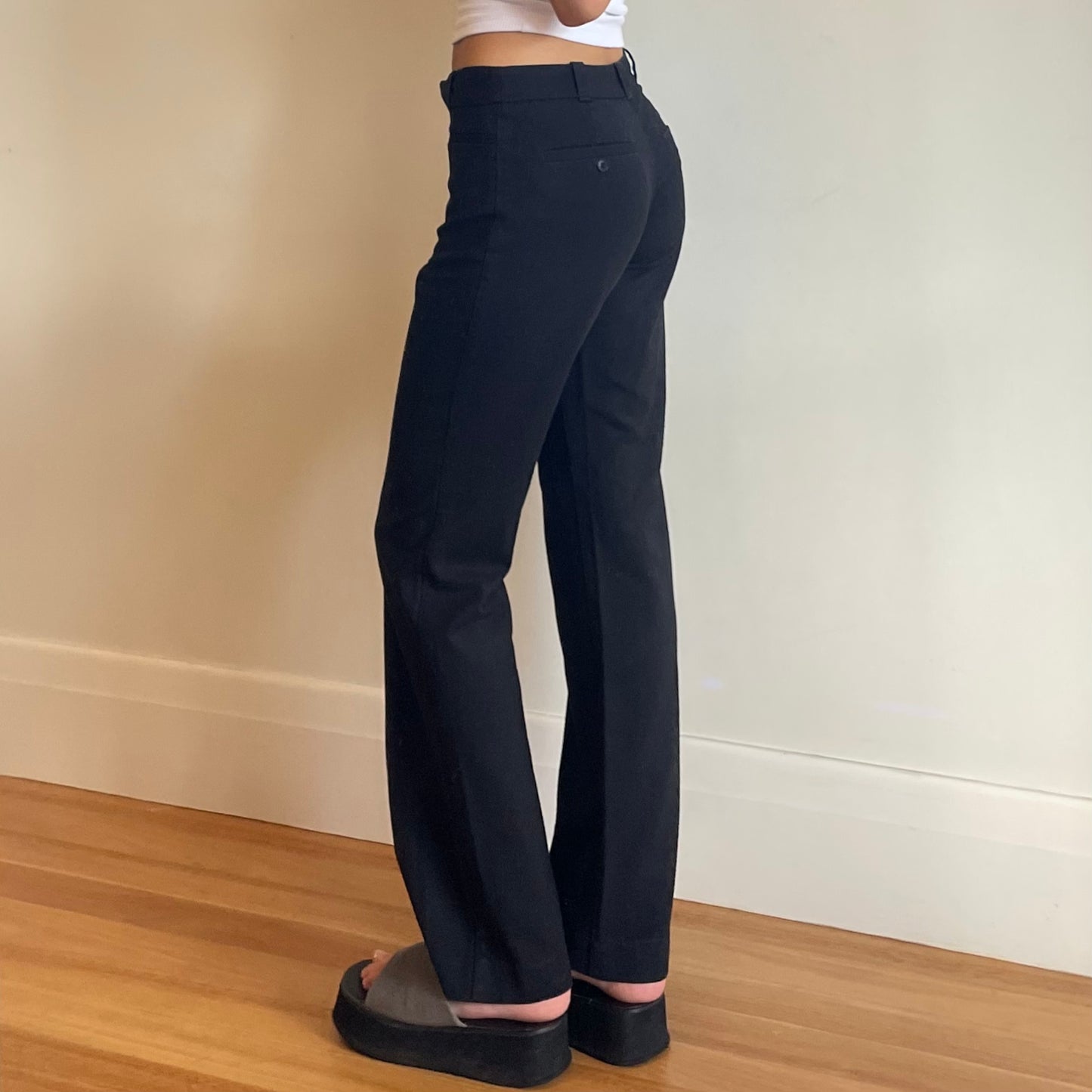 mid rise black trousers