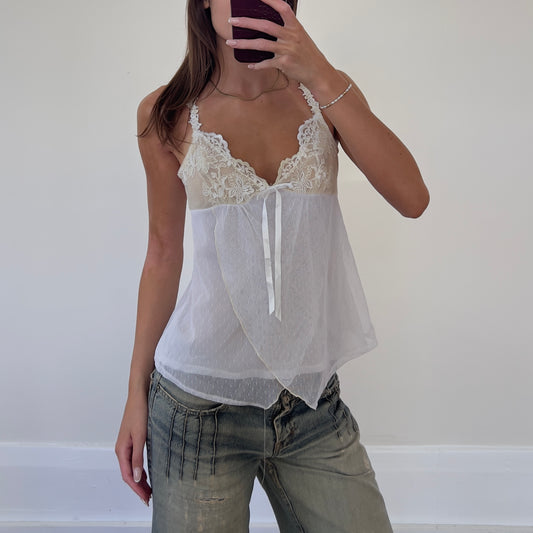 white lace mesh cami