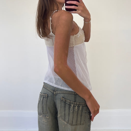white lace mesh cami