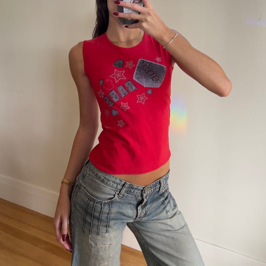 red graphic tank