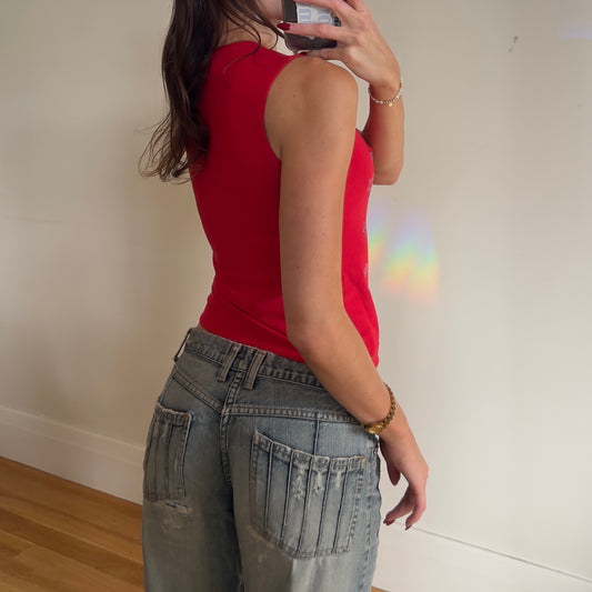 red graphic tank