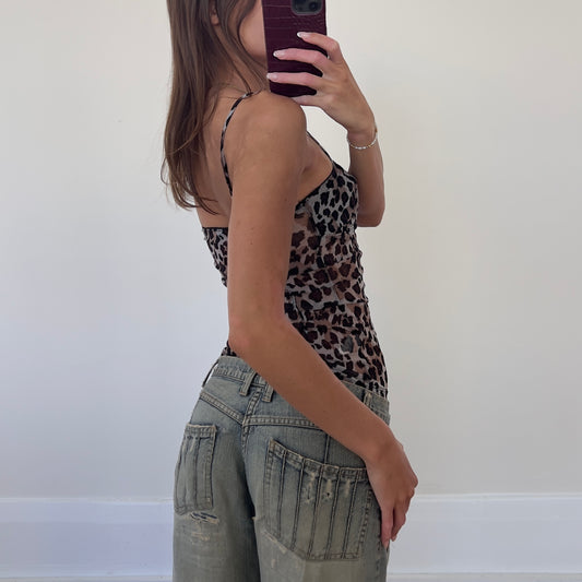 mesh leopard print cami