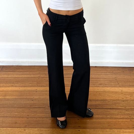 black low rise trousers