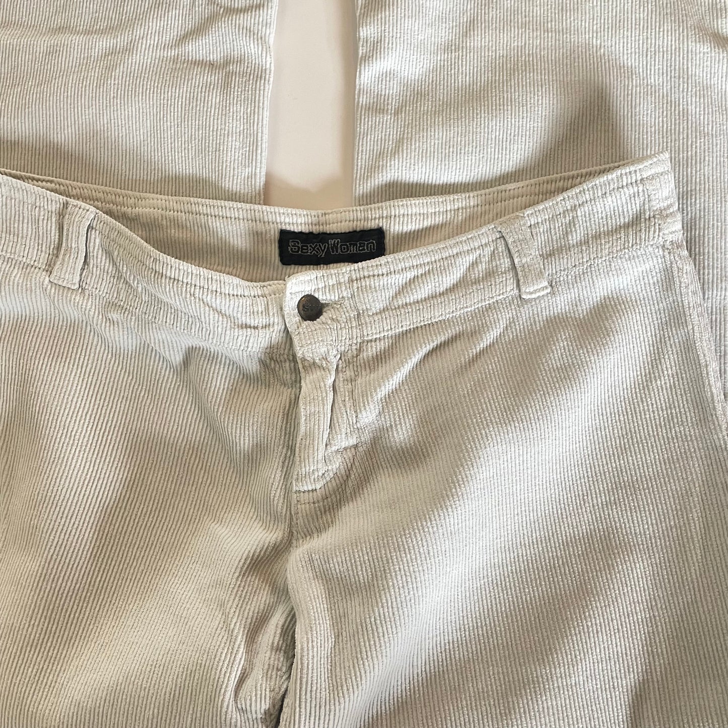 white low rise corduroy pants