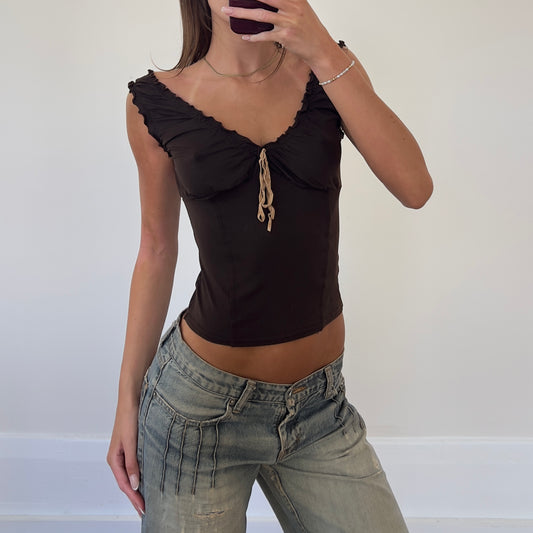 brown frilly tank