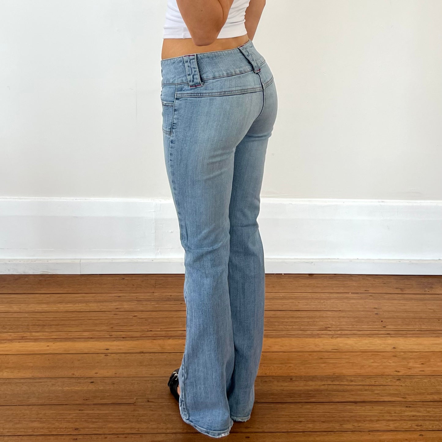 low rise bootcut leg jeans