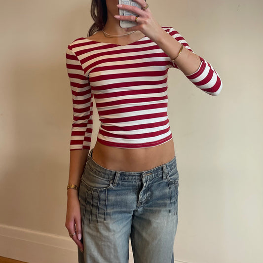 wide neck stripey top