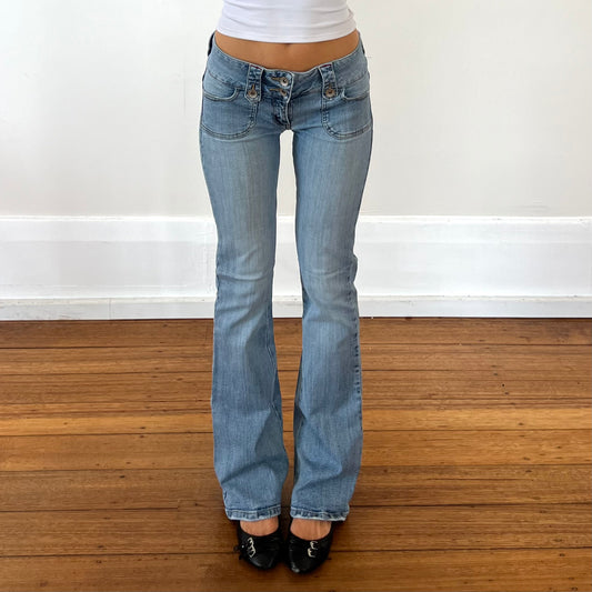 low rise bootcut leg jeans