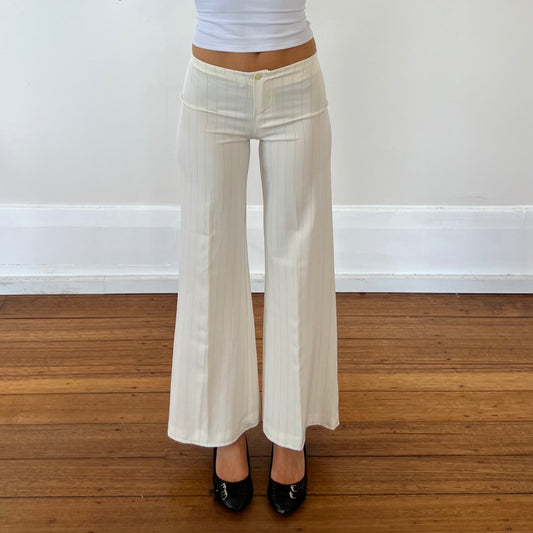 cream pinstripe trousers