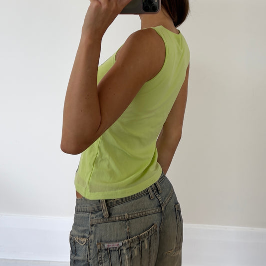 graphic green mesh tank