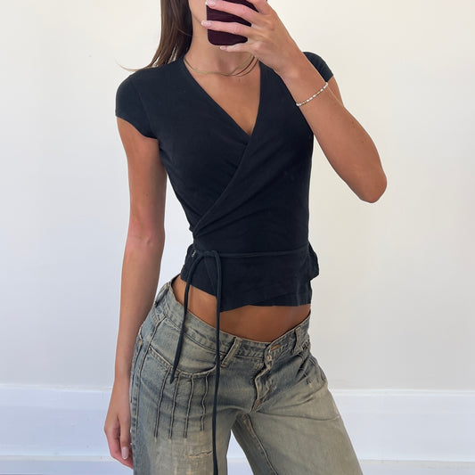 black wrap baby tee