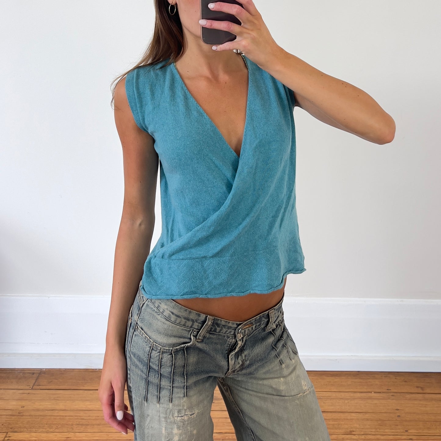 teal wool top