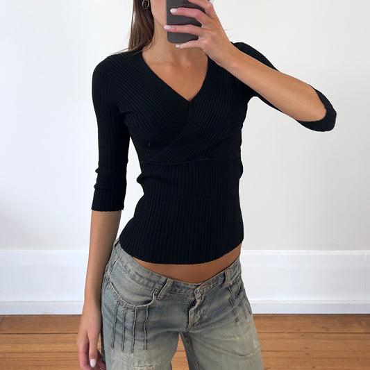 black 3/4 knit long sleeve