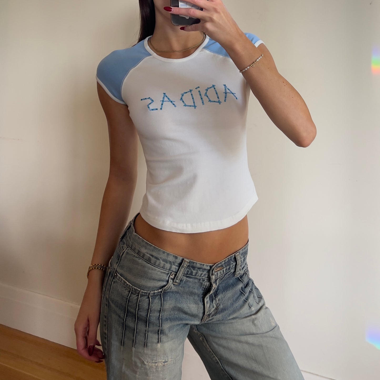 y2k Adidas baby tee