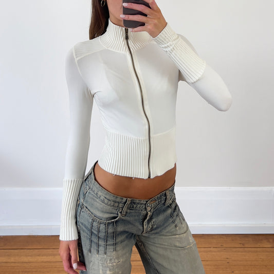 white zip up jacket