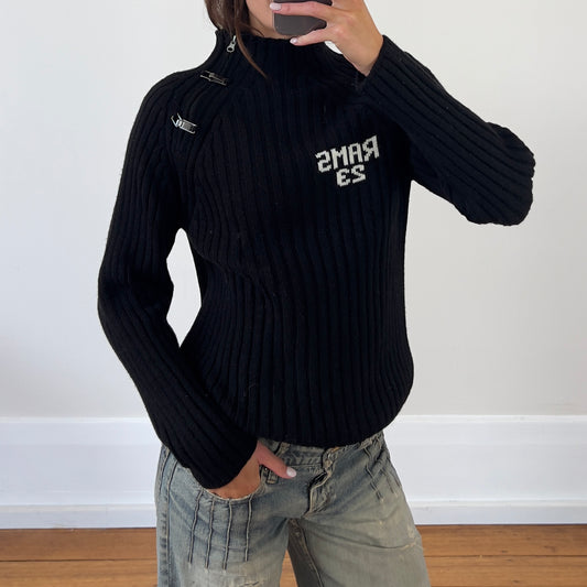 black wool knit jumper