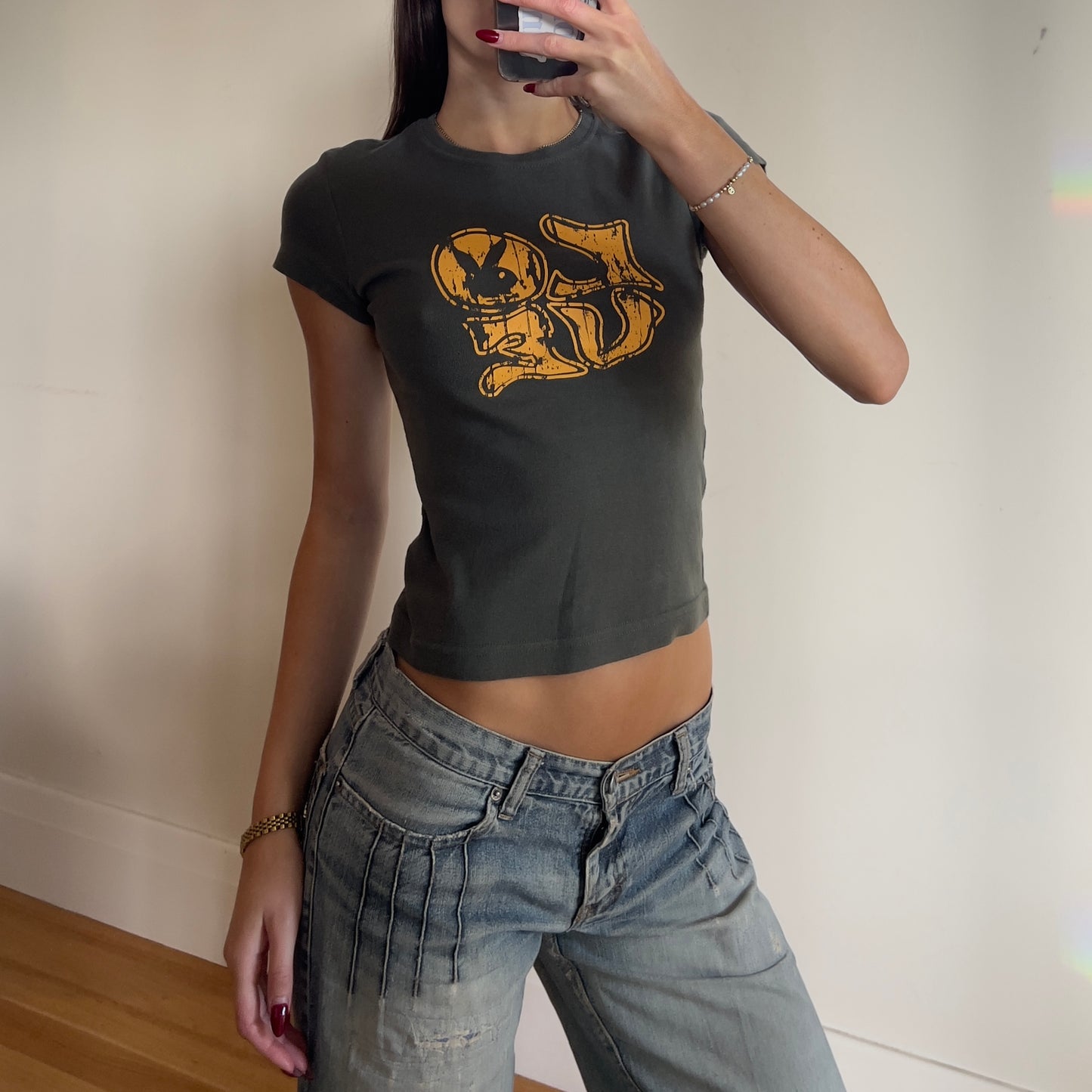 y2k graphic Playboy baby tee
