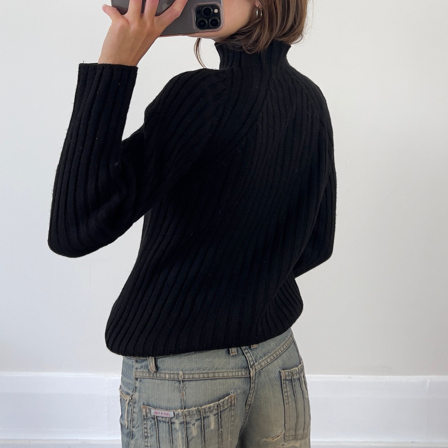 black wool knit jumper