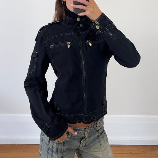 black high neck zip up jacket