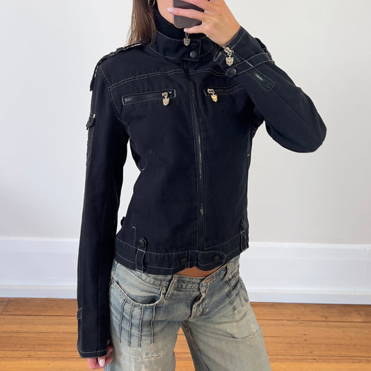 black high neck zip up jacket