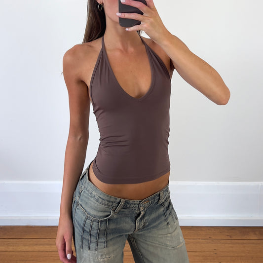khaki brown halter top