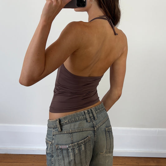 khaki brown halter top
