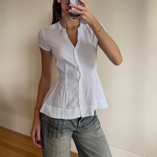 white reworked ruched shirt