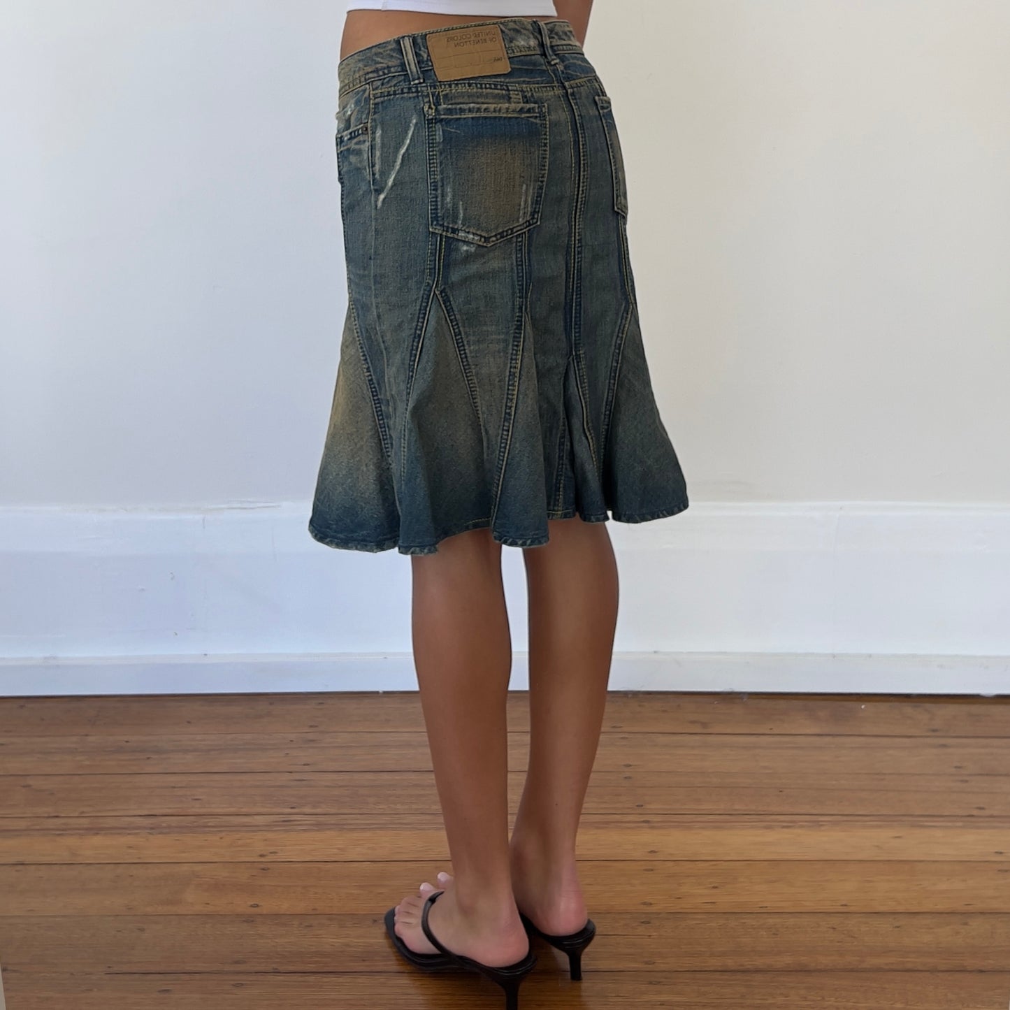 denim midi skirt