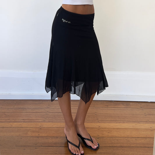 black mesh midi skirt