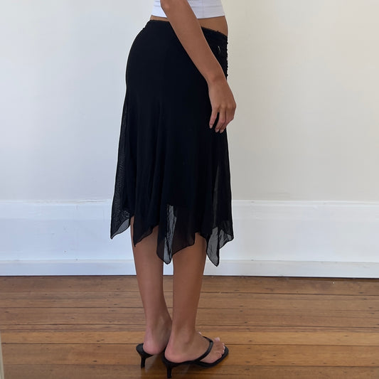 black mesh midi skirt