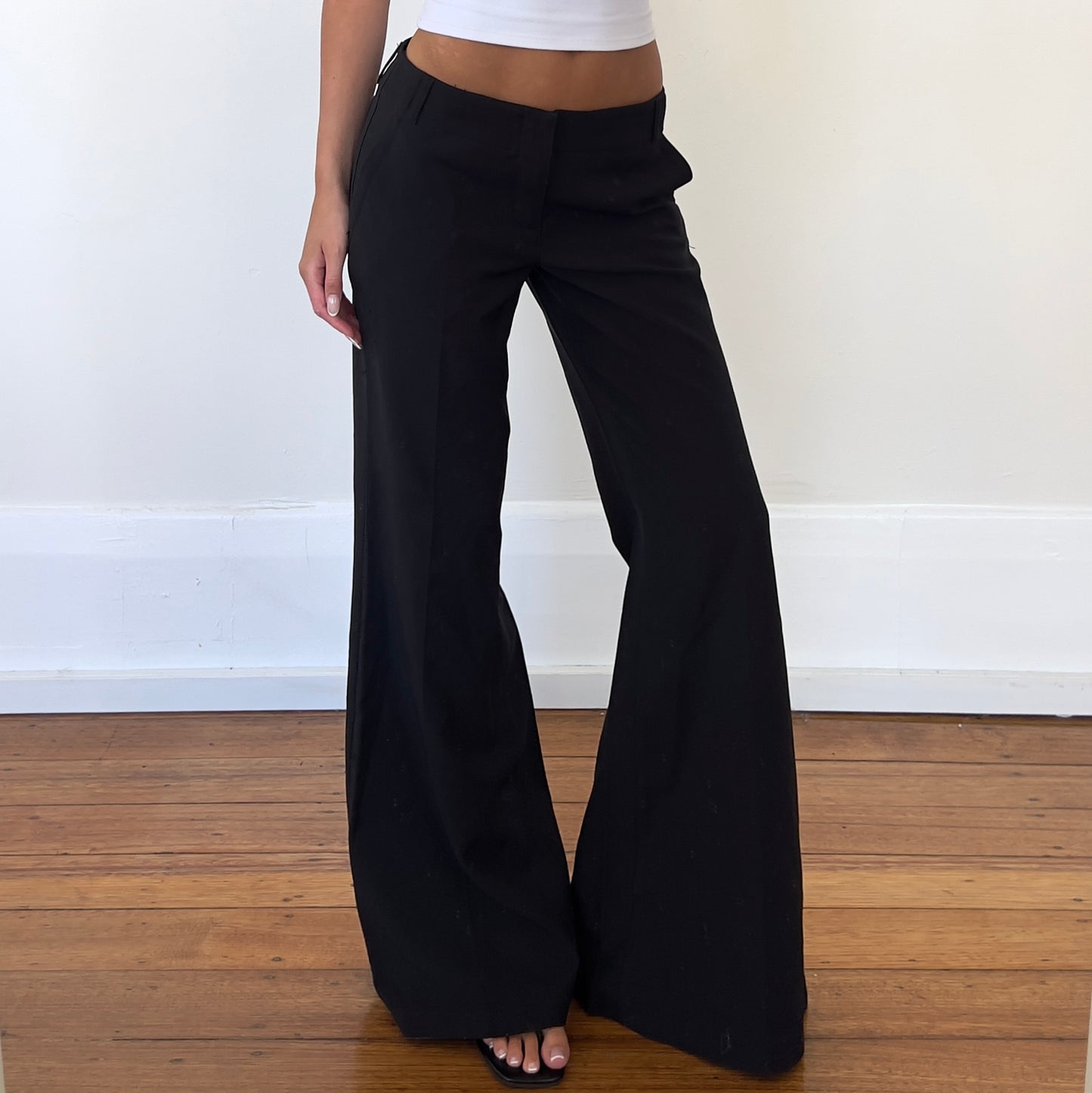 black wide leg trousers