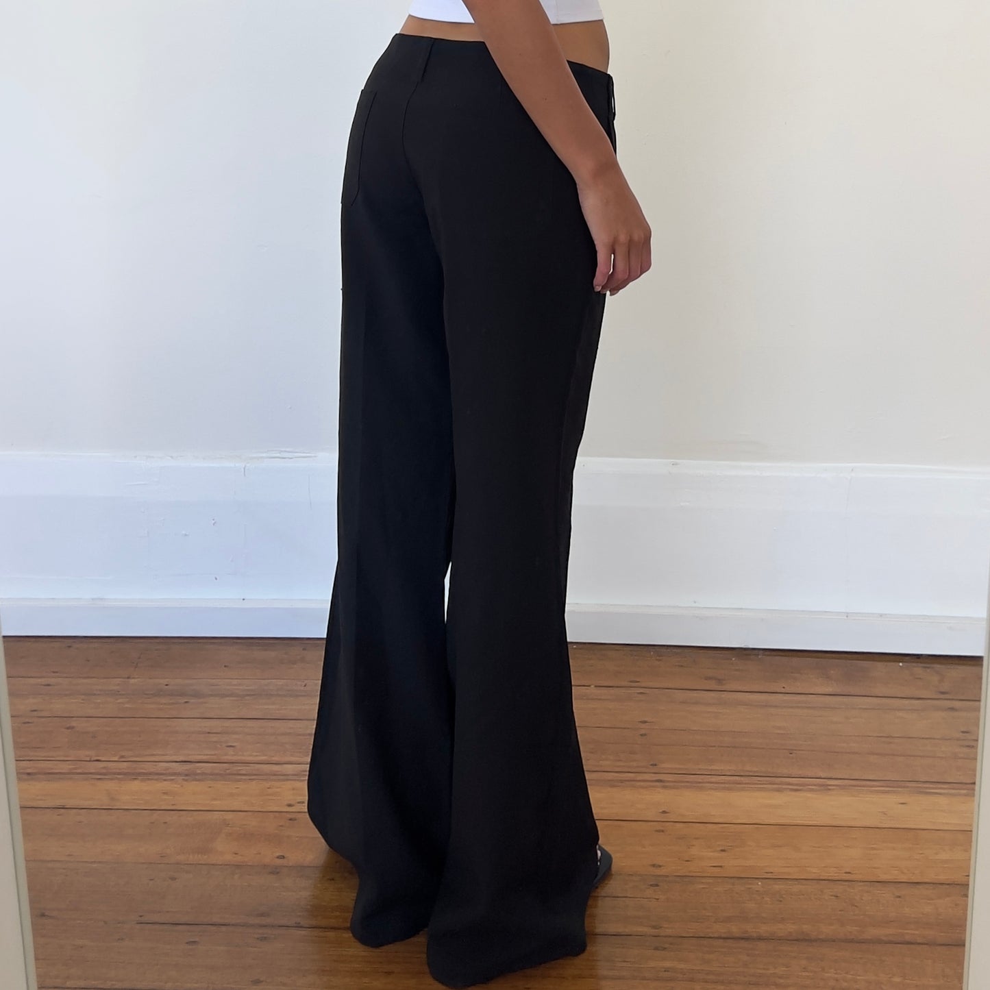 black wide leg trousers