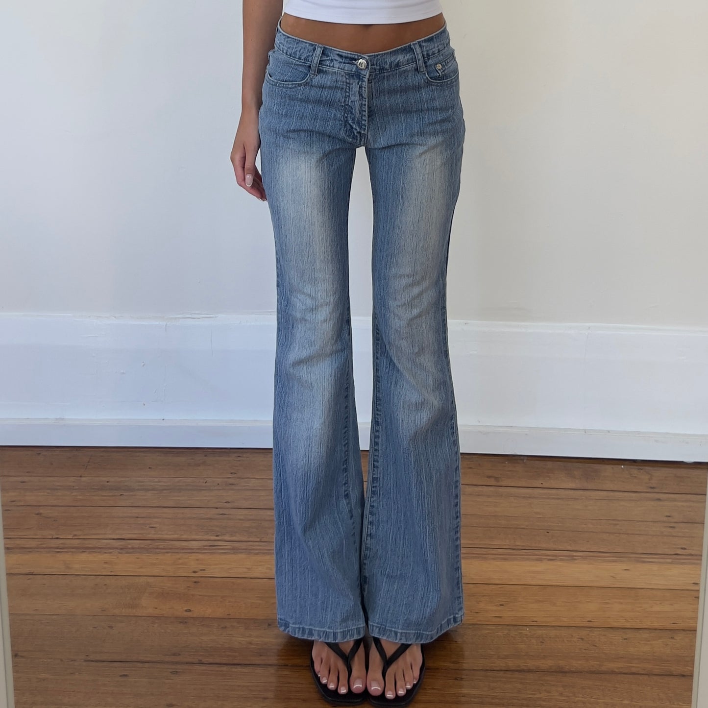 light wash bootcut denim jeans