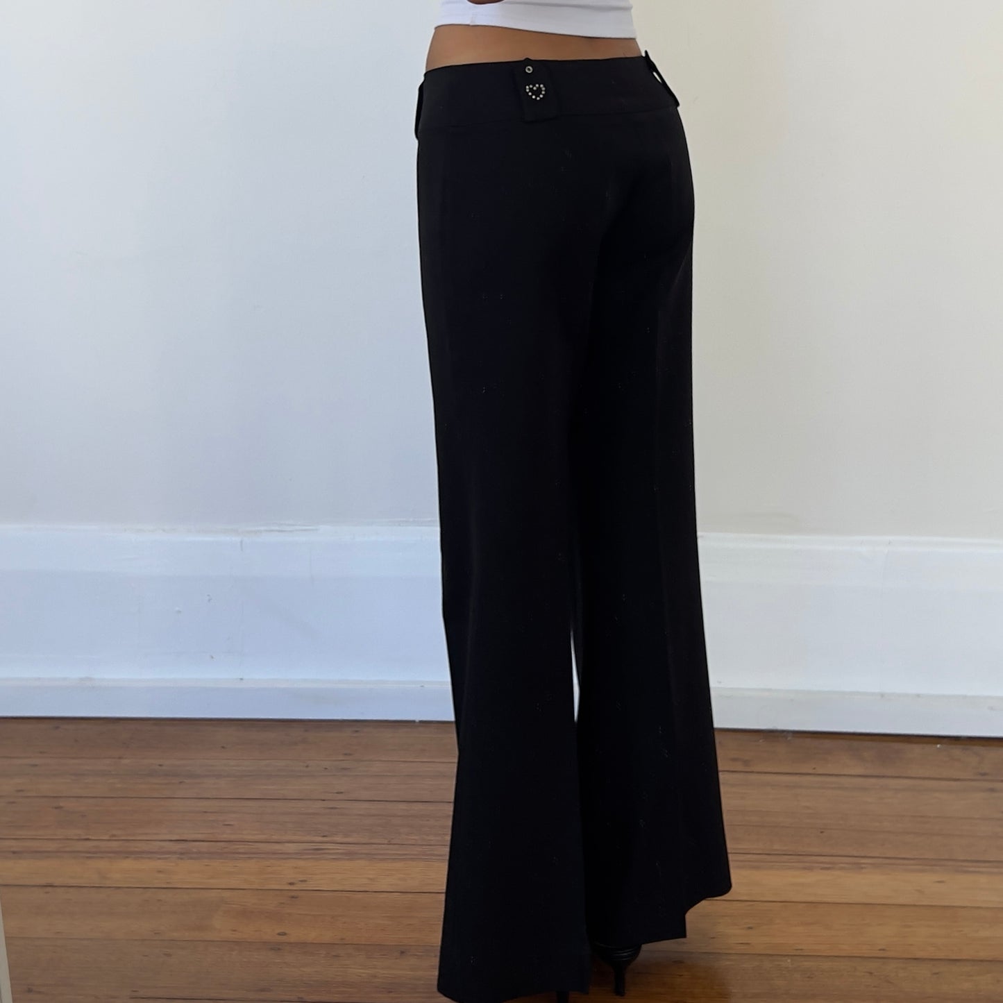 black flared trousers