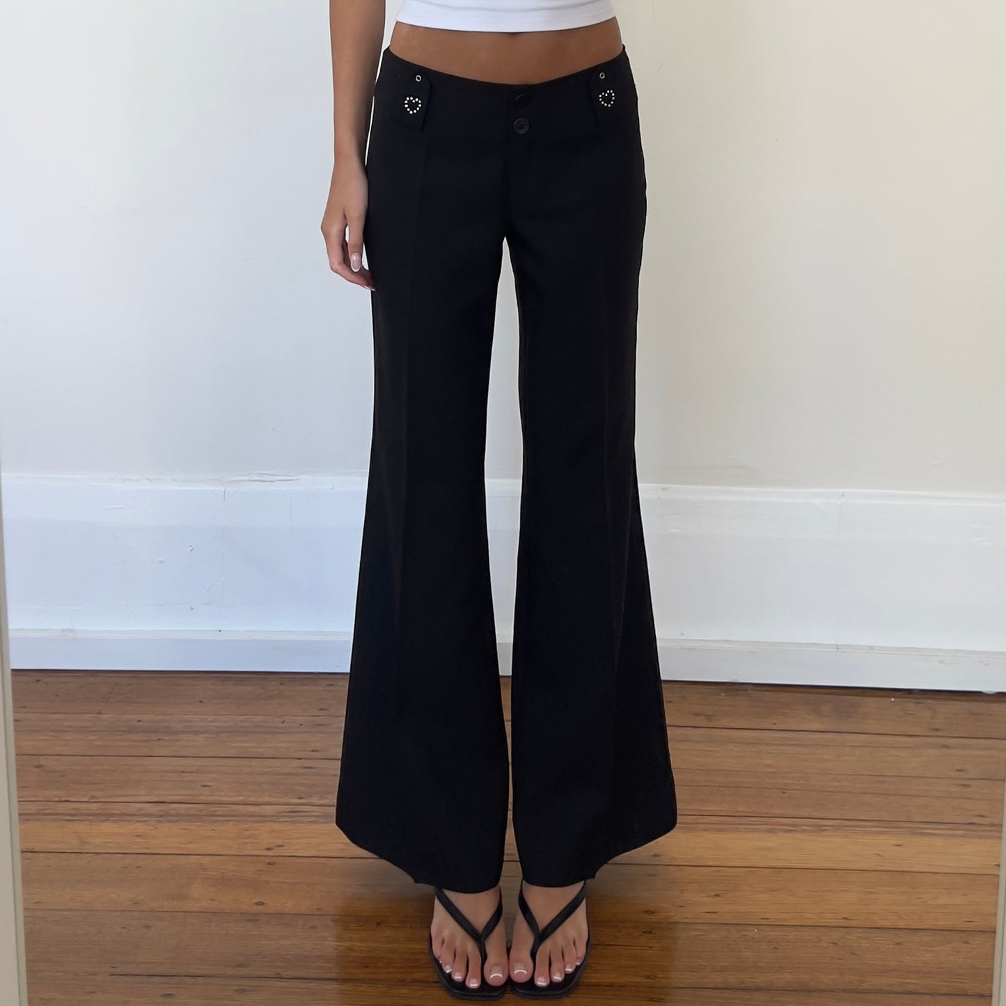 black flared trousers