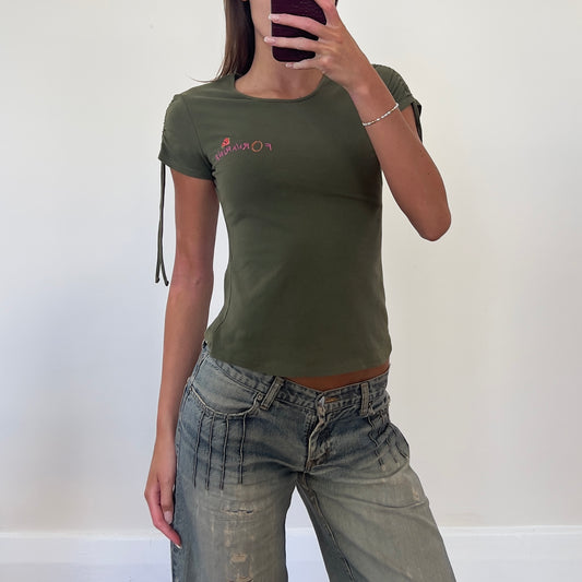 khaki graphic baby tee