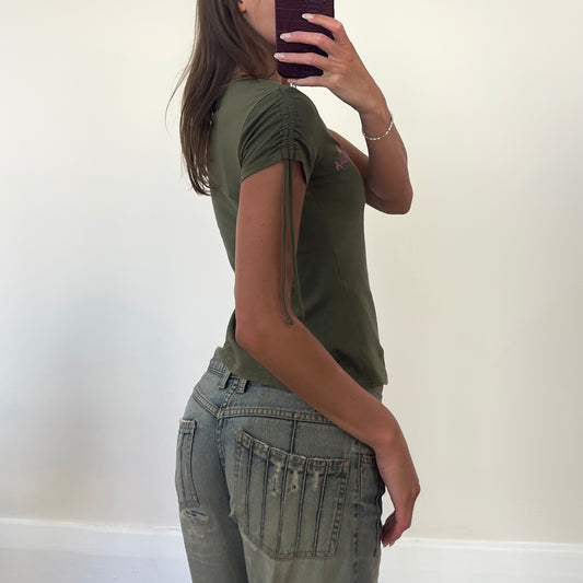 khaki graphic baby tee