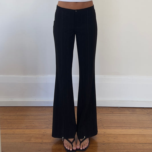 black pinstripe trousers