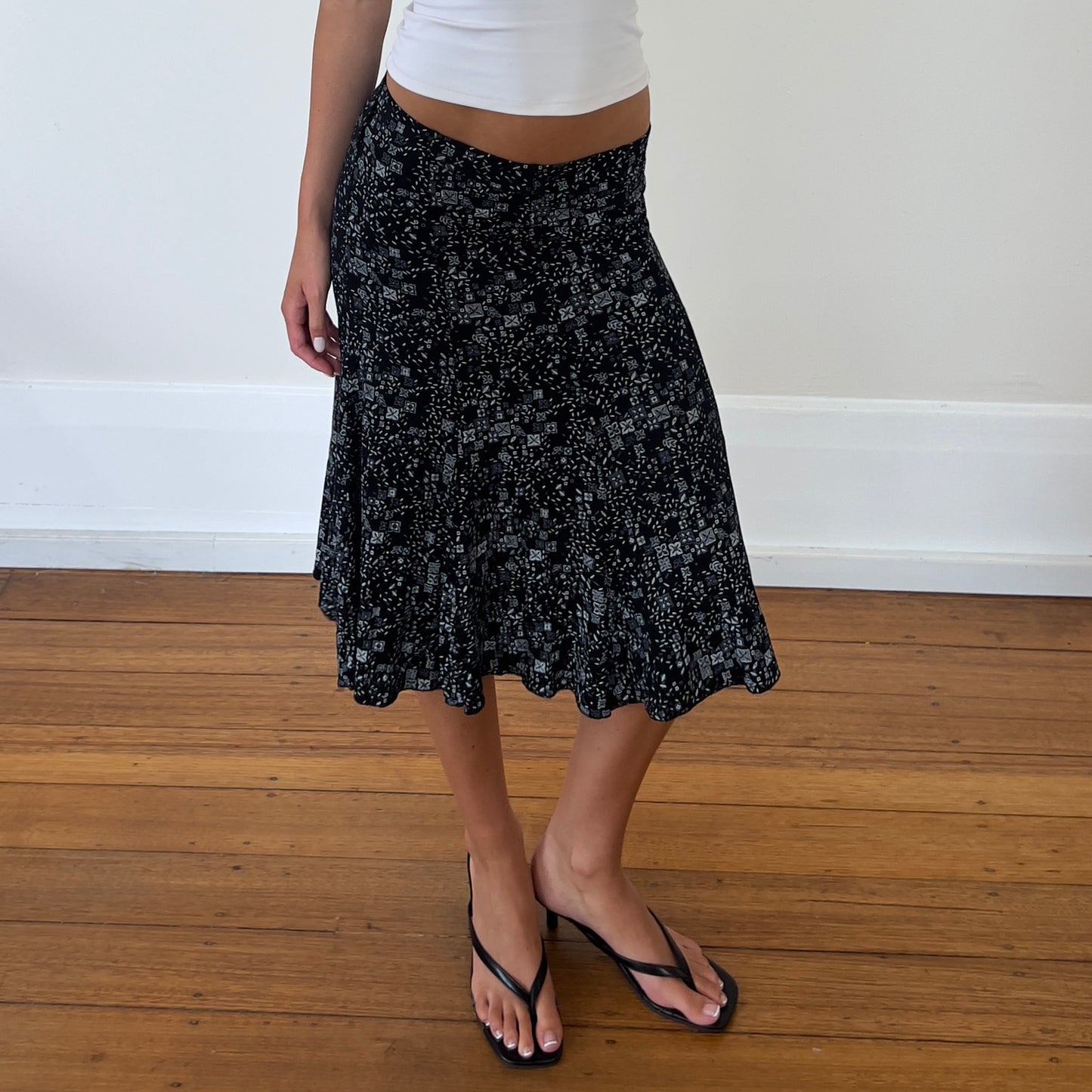 graphic midi skirt