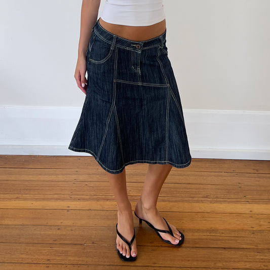 denim midi skirt