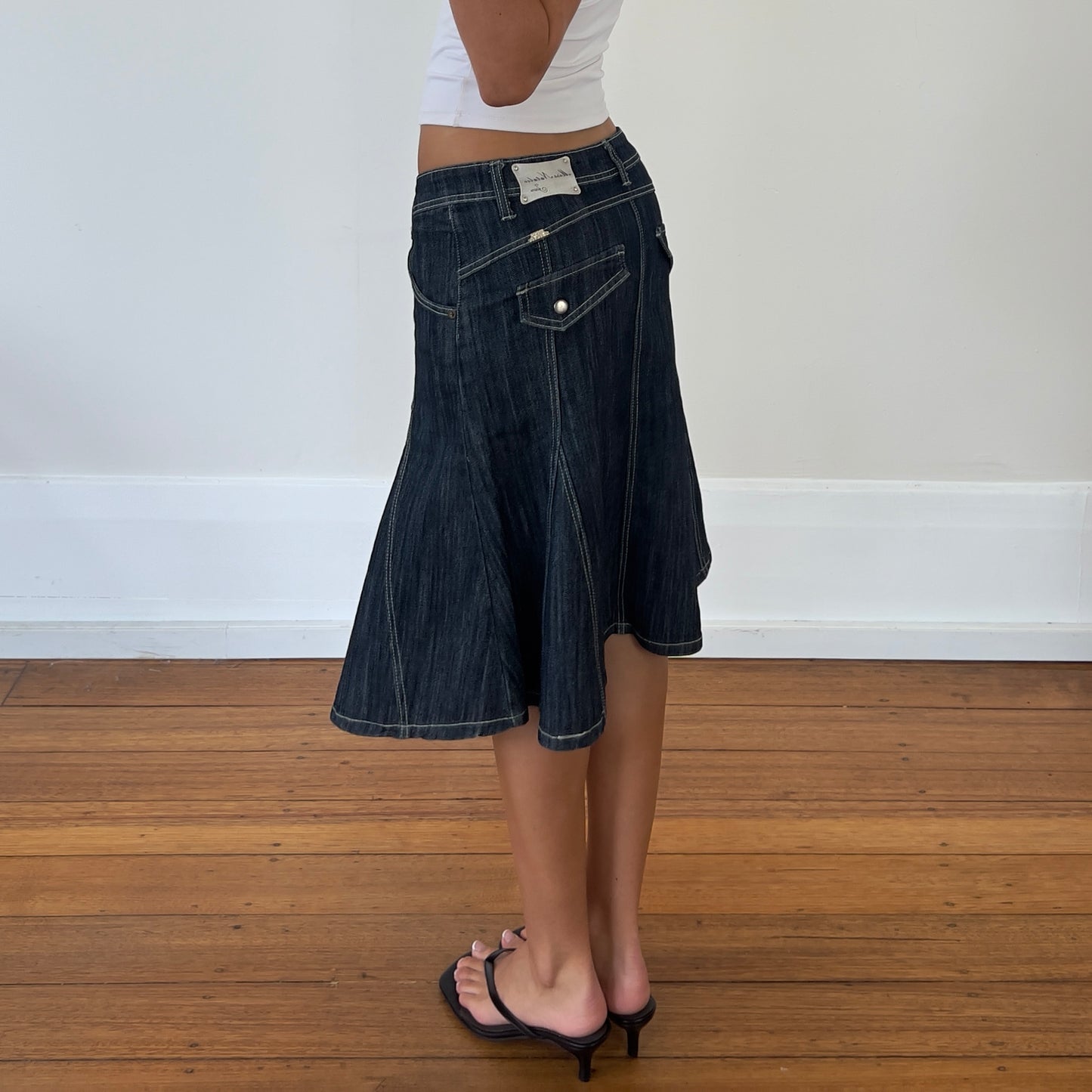 denim midi skirt