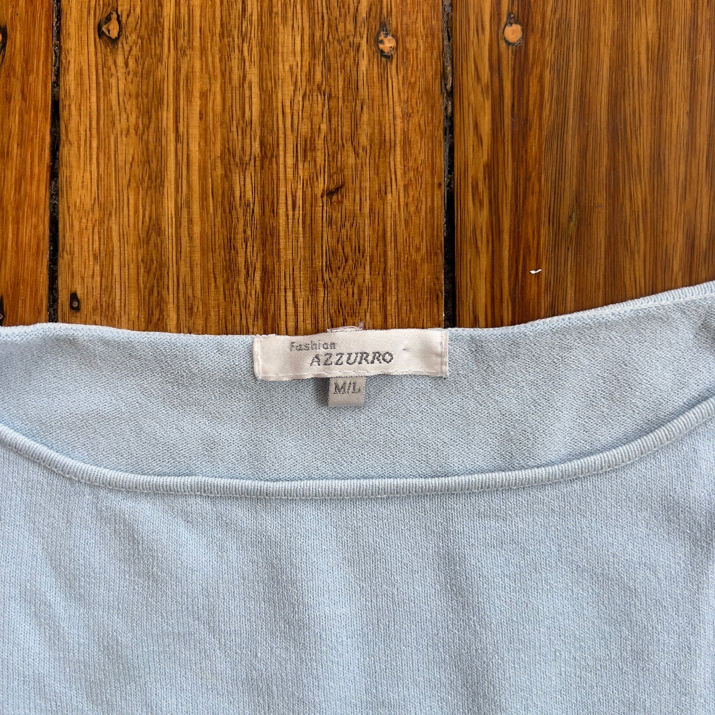 blue wide neck tee