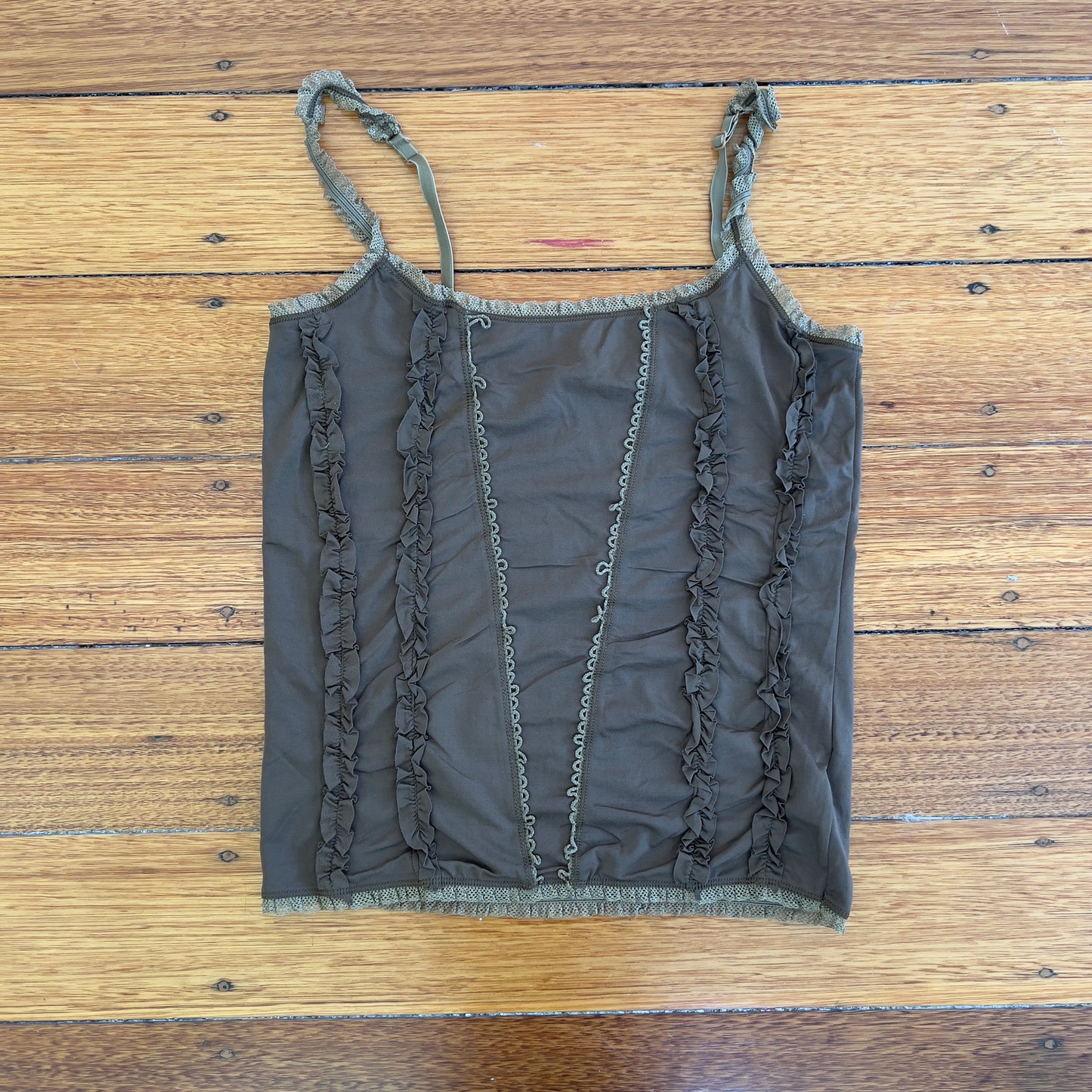 khaki frill cami