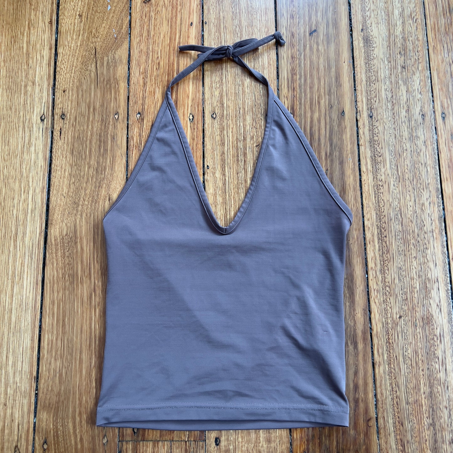 khaki brown halter top