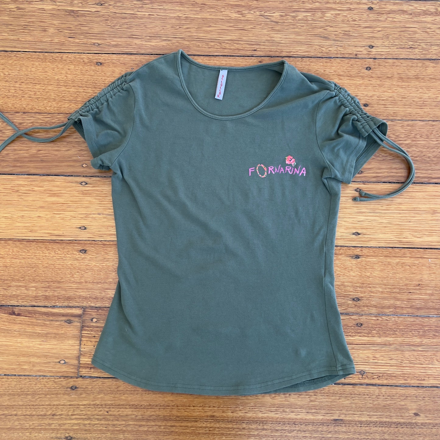 khaki graphic baby tee