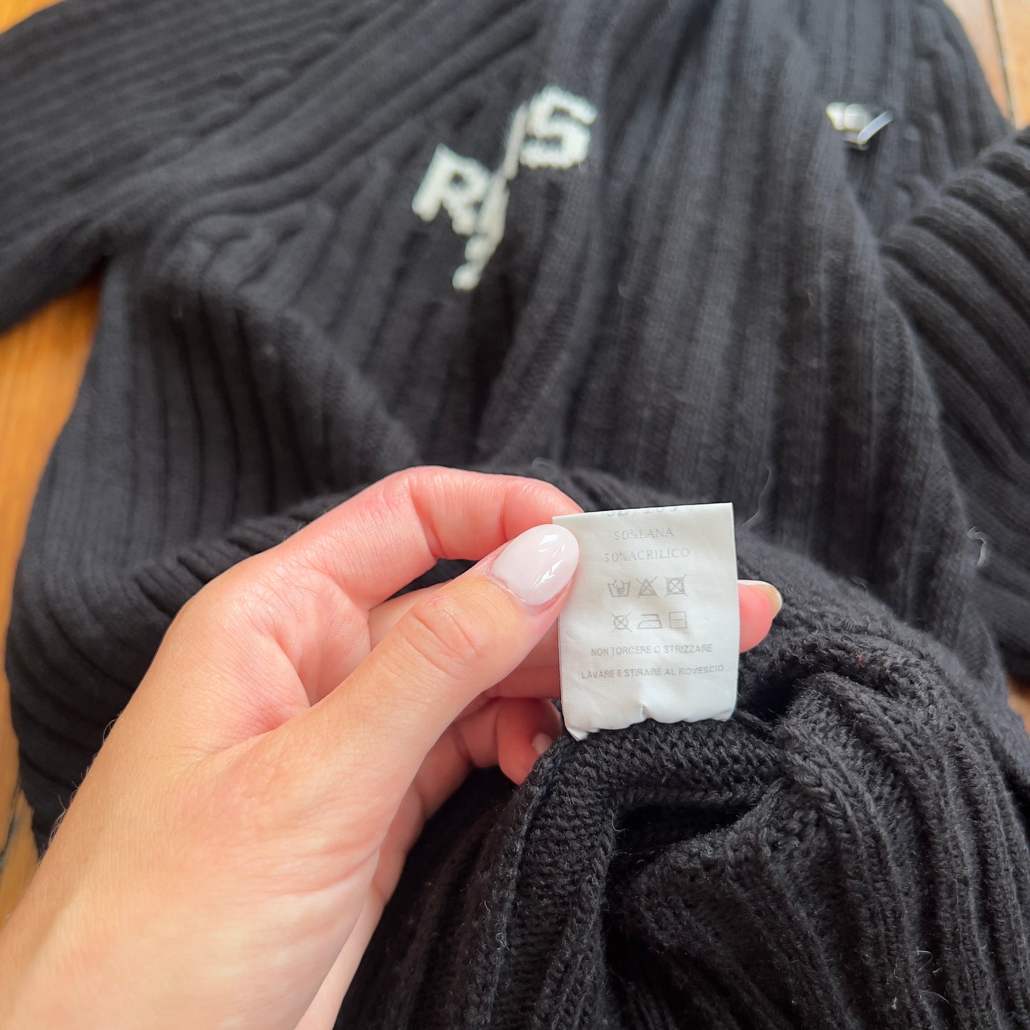 black wool knit jumper