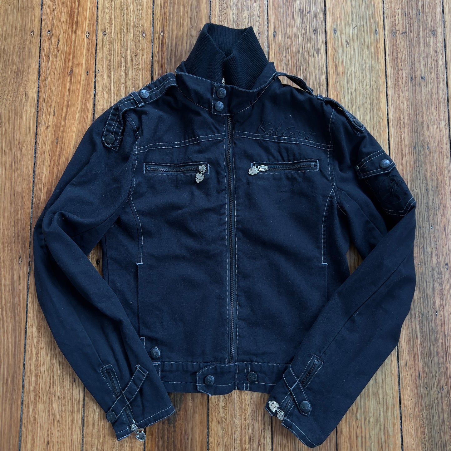 black high neck zip up jacket