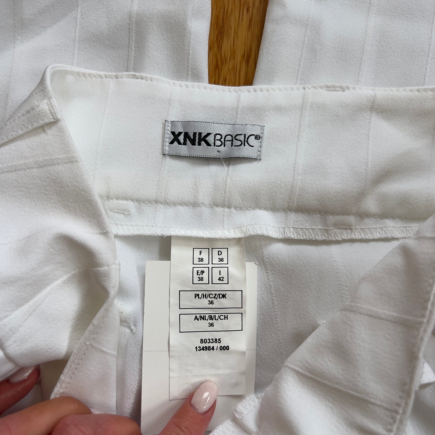 white flared trousers