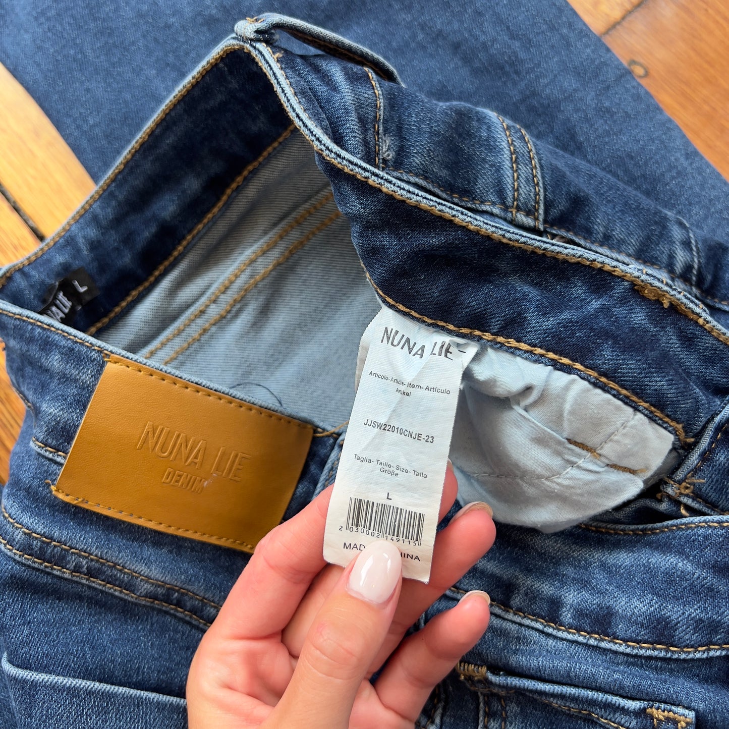 mid wash denim bootcut jeans